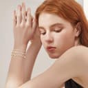 Dochais 3 Stück Tennis Armband Damen Gold Zirkonia Armbänder Diamant Armband Damen Armbänder Glitzer Tennisarmbänder Strass Kristalle Set für Frauen Mädchen Ehefrau Mutter Schmuck Geschenk B - 5