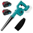Soplador de hojas con batería profesional con 2 baterías de 3000 mAh y cargador, potente motor de cepillo de 500 W, soplador de hojas 3 en 1 y aspirador de hojas, velocidad variable hasta 32000/min - 1