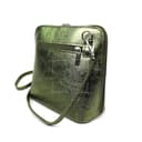 Vera Pelle Metallic Genuine Italian Leather Handbag with Detachable Straps - Handmade Leather Crossbody Bag - Elegant Women's Handbag (Olive) - 4