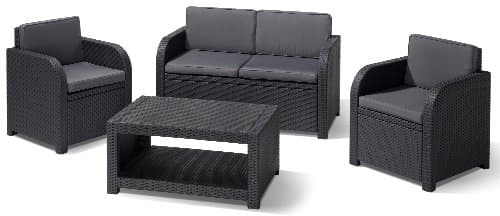 Keter Allibert 192738 Modena - Salón de jardín (ratán sintético), Color Gris