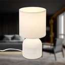 BRILONER - Tischlampe mit Stoffschirm, Kabelschalter, Keramikfuß, Lampe, Nachttischlampe, Tischleuchte, Dekolampe Flur, Bürolampe, Leselampe, Wohnzimmer, Schlafzimmer, 15x28 cm (DxH), Weiß - 7