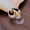 Damen 925 Sterling Silber Verstellbar Ringe,Fliegender Adler Offenen Ring Schmuck Für Männer Verstellbar Partei Kollokation Persönlichkeit Design Besondere Geschenk Punk Street Industrial Stil - 3