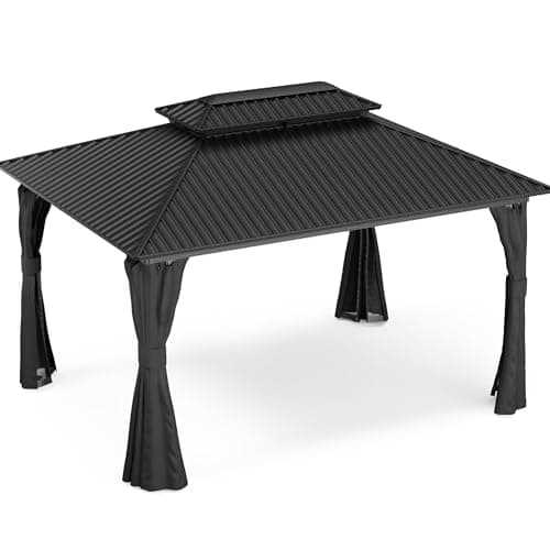 Blumfeldt Cenador 4x3m, Cenador Jardín con Techo de Acero Galvanizado y Cortinas, Armazón de Aluminio, Mosquitera Incluida, Fácil Montaje, Resistente al Clima, Gazebo para Exterior