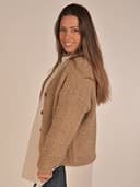 styleBREAKER Chaqueta de Punto Boucle para Mujer con Botones en la Parte Delantera, Color sólido, Chaqueta de Punto Bouclé, Talla única 08010081, Color:Curry - 3