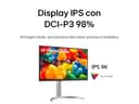 LG 32UQ850V Monitor 32" UltraHD 4K LED IPS HDR 400, 3840x2160, AMD FreeSync 60Hz, Audio Stereo 10W, HDMI 2.0 (HDCP 2.3), Display Port 1.4, USB-C (90W), USB 3.0, AUX, Stand Pivot, Flicker Safe, Bianco - 11