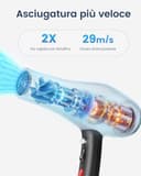 HappyGoo Phon Capelli Asciugacapelli professionale ionico, fono capelli con 1 diffusore, 2 ugelli per lo styling, 3 riscaldatori e 2 livelli di velocità (Starry Black) - 3