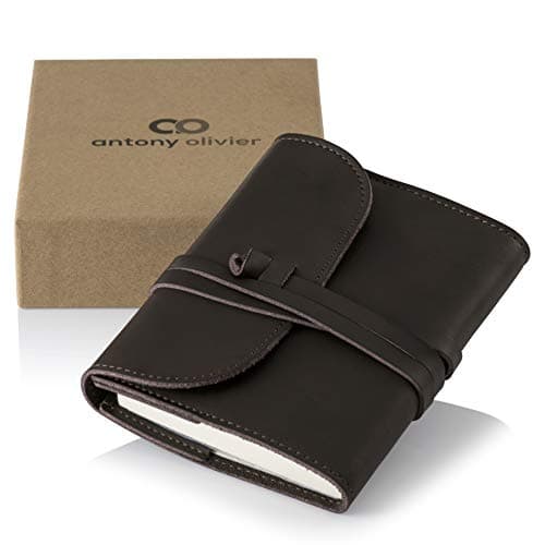 Real Leather Journal Writing Notebook - Premium Quality Unlined Paper - Travel Diary - Refillable - Perfect Gift for Men, Women & Students - Vintage Brown - A6 (14 cm x 11 cm) - by Antony Olivier