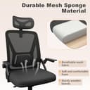 naspaluro Computer Desk Chair with 2D Adjustable Headrest/Flip-up Armrests/Back Support/Metal Claws, Swivel Mesh Ergonomic Office Chairs, Comfy High Study Home Office Chairs, Black Work PC Chairs - 6