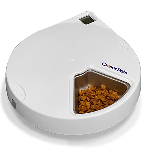 Cat Mate Alimentatore automatico per animali domestici a cinque pasti con inserti in acciaio inox e impacchi di ghiaccio (C500)