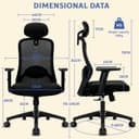 Milacyee Silla Oficina, Silla Ergonomica Escritorio, Silla Ergonómica con Reposacabezas, Reposabrazos,90°-130° Bloqueable Respaldo,Ajuste de Altura,Silla de Escritorio Capacidad de Peso 150KG - 3