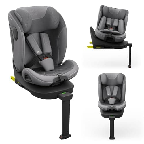 Kinderkraft I-360 2 PRO Seggiolino auto 0-36 kg, I-SIZE 40-150 cm, Seggiolino 360 girevole, con Isofix Base, Reclinabile Posizione sdraiata, Poggiatesta regolabile, Gruppo 0 1 2 3, Grigio