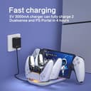 HEATFUN PS Portal Charging Dock Station - 3-in-1 Charger for Playstation 5 Portal & Dual PS5 Controllers, RGB Light Accessories Stand - White Display Base with Type-C Cable for Gaming Setup - 2