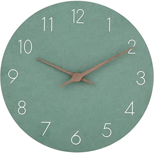 Reloj de pared silencioso sin tictac, 30,5 cm, grande, moderno, de madera, verde, vintage, retro, rústico, para niños, cocina, dormitorio, ducha, exterior, jardín, oficina, sala de estar