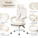 UEV Silla de Oficina Ergonómica Lumbar con Ajuste de 90°-135°, Silla de Oficina con Cómodo Soporte Corporal, Sillas Ergonómicas Estables y Funcionales, 64x64x(112-120) cm, Beige - 6
