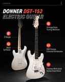 Donner Guitarra Electrica, Pack Guitarra Electrica de Tamaño Completo HSS Pickup Coil Split, Kit Guitarras Electricas Amplificador, Accesorios, DST-152W White - 2