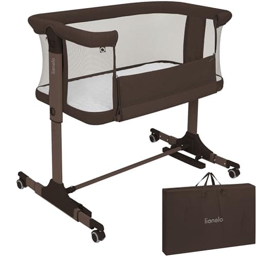 lionelo PARI Culla Co Sleeping Fianco Letto 3 in 1, Regolabile in Altezza 6 Livelli, Materasso T25 2 cm, Ruote con Blocco e Dondolo, Gambe Regolabili per Letto Continentale, Rivestimento Lavabile