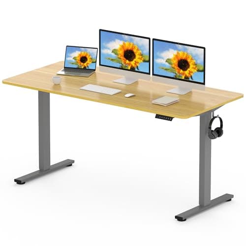 FLEXISPOT Scrivania Regolabile in Altezza 160x80 cm, Standing Desk Elettrica con Pannello Intero, Spessore 25mm, Telaio in Acciaio Massiccio a 2 Stadi, Motore Potente, Gancio Laterale