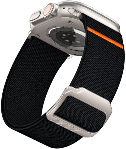 Epova Compatible with Apple Watch Ultra/Ultra 2/Ultra 3 Strap 49mm 45mm 44mm 42mm 46mm, 28mm Ultra Wide Adjustable Nylon Sport Replacement Straps for iWatch SE Series 11 10 9 8 7 6 5 4 3 2 1, Black