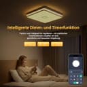 Deckenlampe, 24W LED Deckenleuchte Dimmbar mit APP, 3000-5000K Warmweiß/Naturweiß/Kaltweiß Modern lampe eckig mit Nachtlicht, Badezimmer Lampe decke für Bad Wohnzimmer Küche Flur Schlafzimmer, 32CM - 4