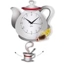 Orologio da Parete Cucina in Legno con Pendolo Oscillante, Orologio Decorativo Silenzioso Design Naturale per Cucina Soggiorno Casa - 1