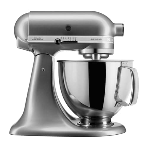 Kitchenaid Planetaria - Artisan - Robot da Cucina con testa inclinabile e 7 accessori - 4.8 L - Impastatrice - Color Argento placcato