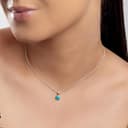 HENRYKA 925 Sterling Silver & Turquoise Round Charm Necklace | Minimal Pendant | Bridesmaid Jewellery | Hypoallergenic Women's Jewellery with Gift Box - 2
