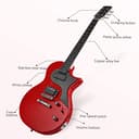 Electric Guitar Beginner Guitar 40.2 Inch Solid Poplar Body Maple Neck Laurel Fingerboard HH Pickups Les Paul Style with Gig Bag Tuner (Color Options) (Red) - 8