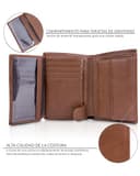 TRAVANDO Cartera Hombre Dublin con Bloqueador RFID, Billetera Negra, Tarjetero, Monedero Varón, Portamonedas, Regalo Wallet Vertical Bolsillo Botón a presión, Ranuras (Marrón) - 3