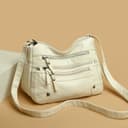 Fryloo Borse Borse di Lusso per Donna, Borse di Design per Donna, Borsa Bandoliera in Pelle Morbida, Nuova - Grigio Chiaro - 2