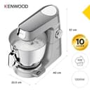Kenwood Titanium Chef Baker XL KVL85.424SI Küchenmaschine mit integrierter Waage, inkl. 4-teiligem Patisserie-Set, 7 L und 5L Rührschüssel, stufenloser Geschwindigkeitsregler, 1200 W, Silber - 2