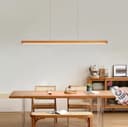 Adjustable LED Dining Table Lamp with Remote Control Modern Linear Design for Kitchen Island Living Room Office - Wooden Finish 100cm Height - 5