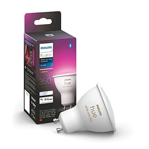 Philips Hue White & Color Ambiance GU10 LED Spot Light Pack of 1 (350 lm), Dimmable LED Lamp for Hue Lighting System with 16 Million Colours, Smart Light Control via Voice and App