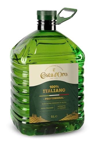 Costa d’Oro – 100% Italiano 5L. Olio extravergine di oliva estratto a freddo da olive 100% italiane. PET da 5L.