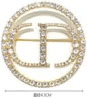 KLUFO CD Monogramma Strass Spilla Pin Rotonda Cristallo Lusso Gioielli Badge Regalo - 7