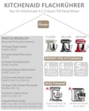 HOMGEN 3 stück Mixeraufsätze für KitchenAid Standmixer 4.5-5 QT – Edelstahl Kitchenaid Mixer-Zubehör aus Stahl enthalten K45WW Schneebesen, K45DH Knethaken, K45B Flachrührer - 2