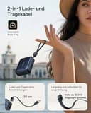 Baseus AC22 Mini Powerbank 20000mAh, 45W PD Power Bank Klein mit Integriertem USB-C Kabel, Externe Handyakkus Im Taschenformat für iPhone 17/16/15, Samsung S26/S25 Ultra, iPad, Pixel 10/9 - 3