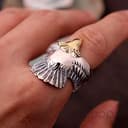 Damen 925 Sterling Silber Verstellbar Ringe,Fliegender Adler Offenen Ring Schmuck Für Männer Verstellbar Partei Kollokation Persönlichkeit Design Besondere Geschenk Punk Street Industrial Stil - 4