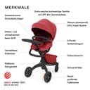 Stokke Xplory X, Ruby Red – Eleganter Kinderwagen – Anpassbarer Komfort für Baby & Eltern – Polsterung, Sicherheitsgurt & reflektierender Reißverschluss für mehr Sicherheit – Im Nu faltbar - 2