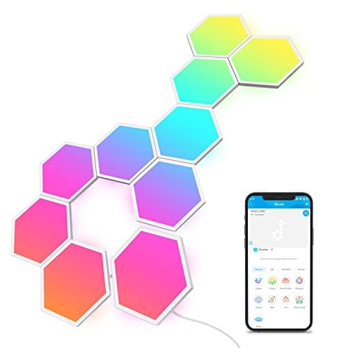 Govee Glide Hexa Panels, Smart Hexagon LED Wall Lights Wi-Fi RGBIC, 6 Music Sync Modes, 40 Scene Modes, Work with Alexa & Google Assistant for Living Room, 10 Packs