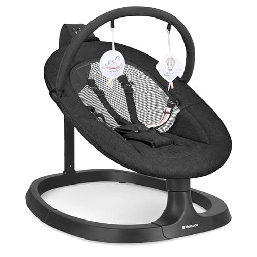 KikkaBoo Sdraietta Neonati Elettrica ZAZU, Dondolo Neonati Elettrico, Altalena per Neonato, Movimento Silenzioso 3 Direzioni e 3 Velocità, Schermo Touch, Pannello Musicale con Timer (Nero)