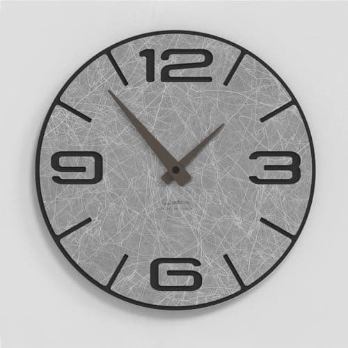 Giallobus - Reloj Premium - Simple Relief - Madera de MDF - Premium 30x30‎‎cm - n.08 Scribbles - Artesano Made in Italy - Silencioso - Idea de Regalo - Doble Nivel Moderno