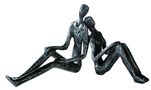 Casablanca Design Decorative Figure Sculpture - Decorative Figure Indoor - Dreaming - Dreaming Couple - Iron Silver 20 x 10.5 x 7 cm
