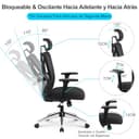 Ticova Silla de Oficina Ergonómica - Silla Escritorio Respaldo Alto con Soporte Lumbar Ajustable, Reposacabezas y Reposabrazos 3D - 130°Silla de Computadora Silla de Malla Mecedora - 4