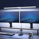 YICAIZI Lampara de Escritorio de LED 24W con Control Remoto - 1500LM 80CM Flexo LED Escritorio con Pinza Luz Leer Puerto de carga USB para Estudiar, Oficina, Blanco - 1