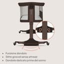 lionelo PARI Culla Co Sleeping Fianco Letto 3 in 1, Regolabile in Altezza 6 Livelli, Materasso T25 2 cm, Ruote con Blocco e Dondolo, Gambe Regolabili per Letto Continentale, Rivestimento Lavabile - 4