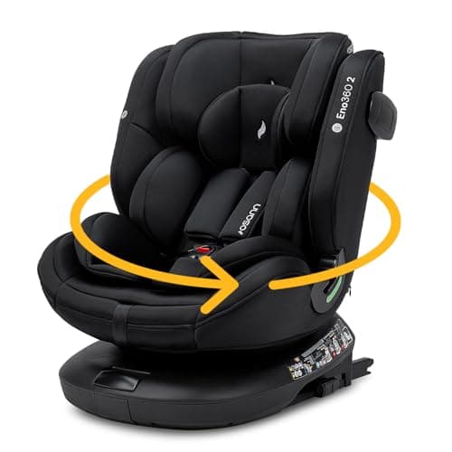 Osann Eno360 2 – 360 Grad drehbarer Kindersitz, i-Size Kinderautositz ab Geburt 0 – 12 Jahre, mitwachsender Reboarder mit Isofix (40-150 cm) – All Black
