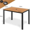 LIFERUN 5-Piece Patio Dining Sets, 110x70x73cm Aluminium Garden Table with Parasol Hole, 4 Stackable Textilene Chairs for Garden Terrace Poolside (Black, Teak Brown Table 110x70x73cm) - 2