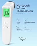 No-Touch Forehead Thermometer for Adults, Infrared Digital Thermometers for Kids, Touchless Baby Thermometer, Accurate Reading with LCD Display, Mute Mode, Memory Recall, Fever Alarm - 2