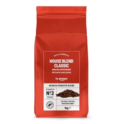 by Amazon Houseblend Classic Mezcla De Arábica Y Robusta Café En Grano De Tueste Natural, 1kg