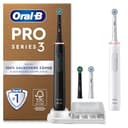 Oral-B Pro Series 3 Elektrische Zahnbürste Doppelpack — Electric Toothbrush, Inkl. 4 Aufsteckbürsten — 3 Putzmodi für Zahnpflege, Zahnbürste Elektrisch, Designed by Braun, Schwarz und Weiß - 1